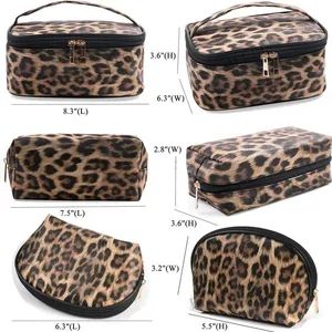 PS24c84 Leopard PU Make up Set Type Bag Color Pink Origin China Zipper Nylon Gender Female Body Polyester Fastener Zipper - Image 3