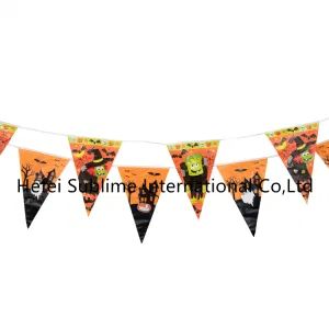 Halloween Party Flags Triangle PE Bunting Flags Color Color Origin China Style Western Party Party Flag HS Code 9505900000 - Image 1