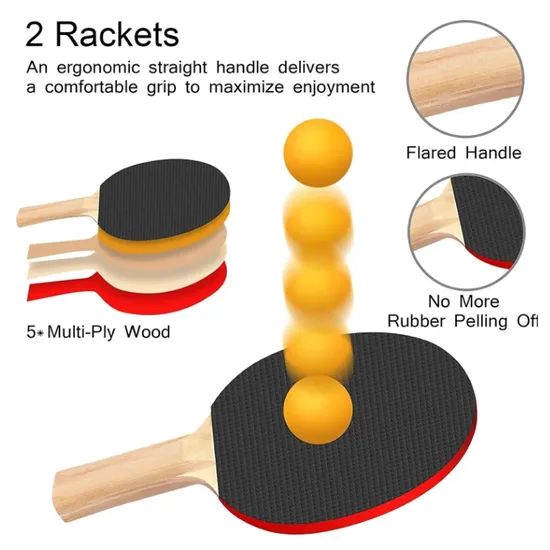 OEM/ODM Factory Table Tennis Rackets with Balls and Cover Color All MOQ 200PCS Origin China Table Type No Logo - Image 2