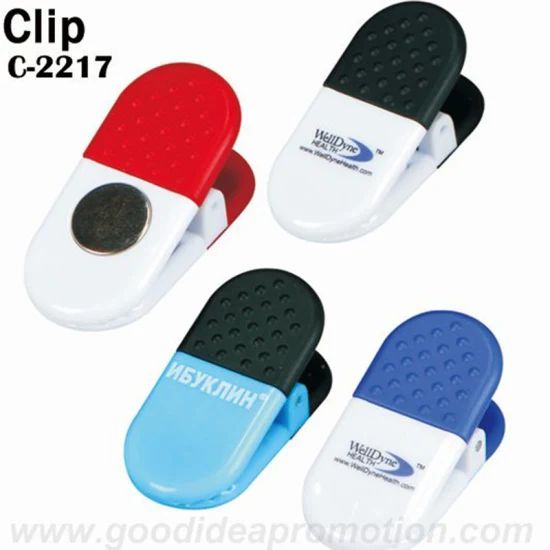 Promotional Gift Magnetic Paper Clip, Plastic Mini Pill Shape Magnetic Paper Clip - Image 1