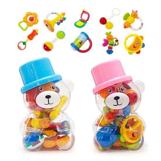 Funny Cute Shaking Hand Bells Set Infant Toy Teething Rattles for Baby - Image 2