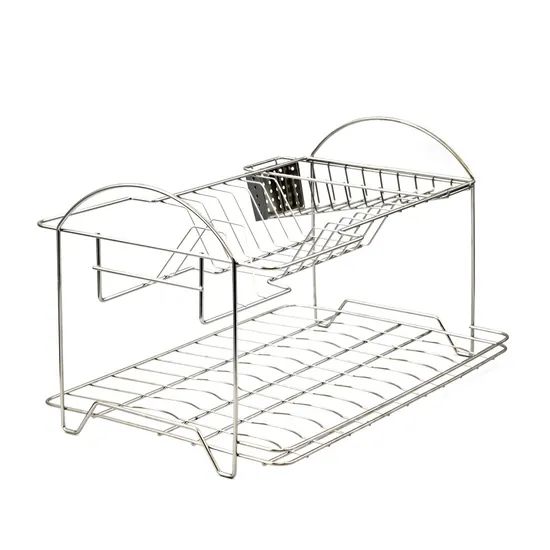 Kitchen Accessories Gray Dish Rack Stainless Steel Drainer Plates Storage Kitchen Rack - Image 1