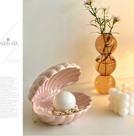 Large Vintage Ceramic Table Lamp Shell/Oyster with Pearl MOQ 1 Set Power 16-20W Style Modern Origin China Type Foldable Power Source - Image 2