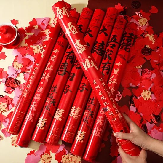 Elegant Ribbons and Confetti Cannons for Wedding Decor - Image 1