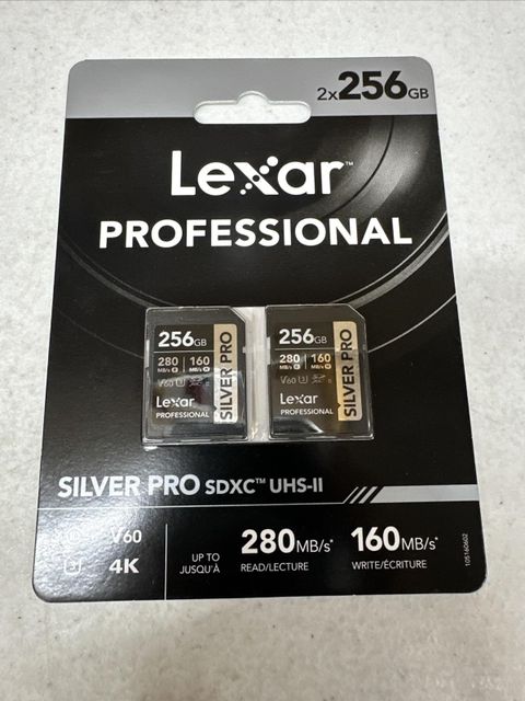 Lexar Professional Silver Pro SDXC 256GB - 2 Pack - New Sealed - Image 1