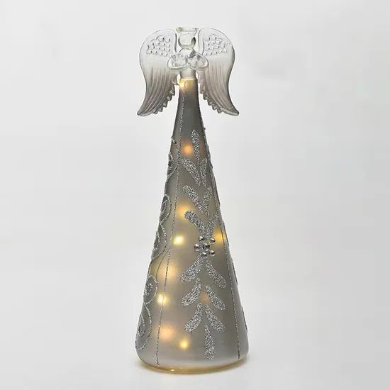 Hot Sale Home Decorations Gift Christmas Glass Angel Glass Crafts with LED Light - Image 4