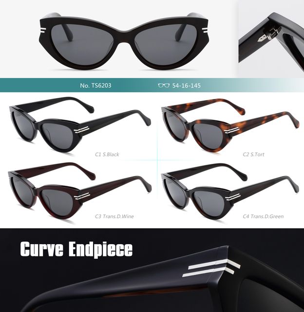 Designer's New Acetate Polarized Sunglasses - Decorative Hardware - Curved Temples - Eyewear Factory - Image 3