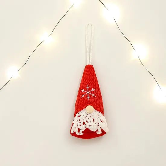 Exquisite Hand Knitted Christmas Tree Decorations Snowflake Patterned Gnome Pendant - Image 5