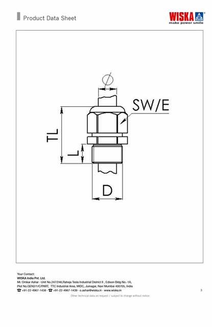 White PVC WISKA SKV 7 LG, Thread Model: PG 16, IP33 IP Rating IP33 Gland Type Pg 7 Head Shape Round Thread Model PG 16 Packaging Type - Image 4