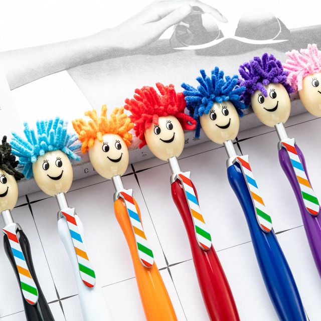 Dual-Function Ballpoint Pen and Capacitive Stylus Featuring Cute Plush Doll Head Design, Bulk Promotional Gift Pen - Image 3
