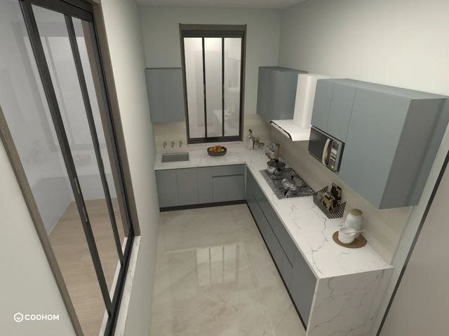 L Shaped Modular Kitchen Material HDHMR Appearance German Kitchen Design - Image 2