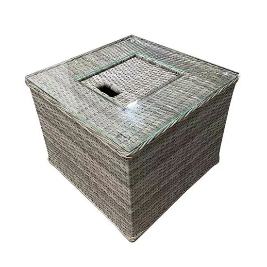 Outdoor Garden Wicker Rattan Square Coffee Table with Built-in Ice Bucket - Image 6