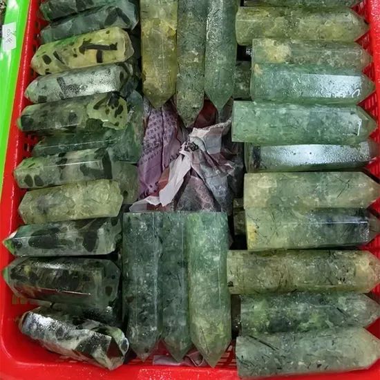 Semi Precious Stone Decoration Rutilated Quartz Pillar Hexagonal Column Stone Ornament - Image 4