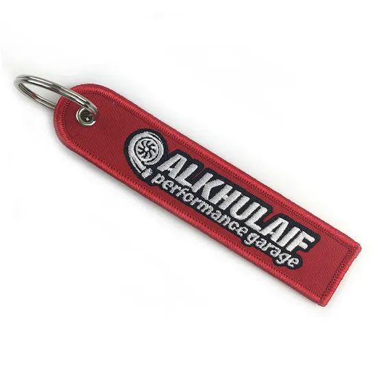 Durable Custom Logo Embroidered Keychain with Metal Key Ring - Image 3
