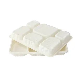 Compostable Disposable 6 Compartments Cornstarch Tableware Tray Food Use - Image 5
