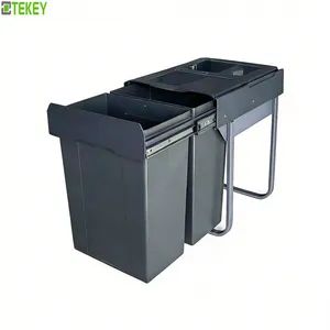 Tekey Household Lid Pull-out Hidden Built-in Square Waste Storage Bin Kitchen Storage Large Capacity Kitchen Sorting Garbage Bin Plastic Dustbins - Image 1