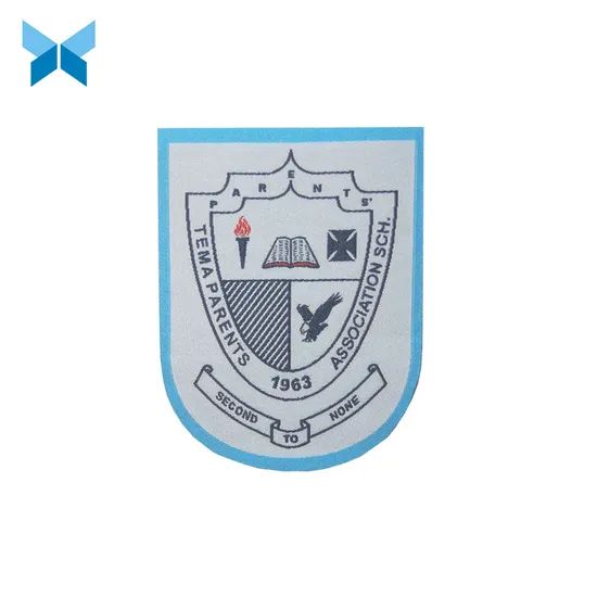 Bordure Blue Border Woven Badge Accessory for Garments MOQ 1000PCS Supply Large Size Customized Material Non-Woven HS Code - Image 2