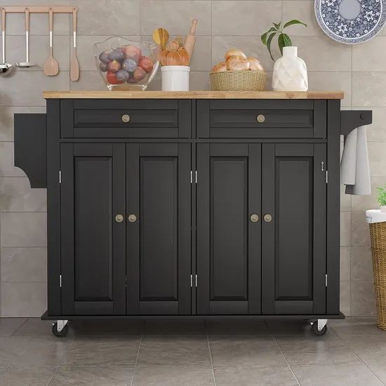 Rolling Kitchen Island with Drop Leaf Movable Kitchen Carts on Wheels ...