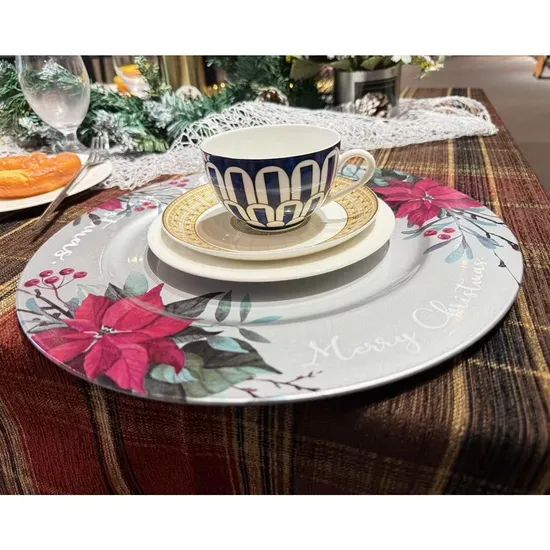 Elegant Design Transfer Printing Process PP Material Disposable Plastic Ornate Charger Plate - Image 2