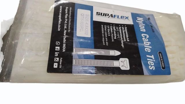 White Supaflex Nylon Cable Ties Color White Brand Supaflex Material Nylon Packet Content 100 Piece Usage/Application Organizes Electrical Cables and Wires by Binding them - Image 3