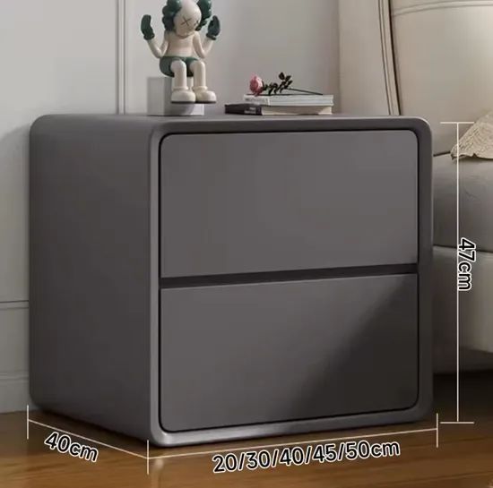 Cream Smart Nightstand Multi-Functional Fingerprint Storage Beside Table - Image 2