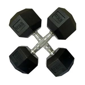 Sporting Goods 2 5 60kg 5 100lb Hex Rubber Dumbbells Set for Gym Fitness - Image 3