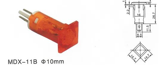 High Performance 10mm Mounting Caliber Square Head Custom-Made Color Plastic Equipment Indicator Lights - Image 3