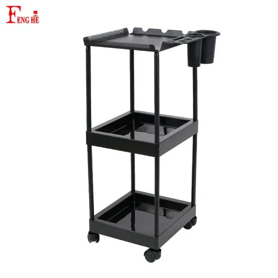3 Tier Rolling Salon Trolley with Tool Holders – Hairdresser Utility Cart - Image 3