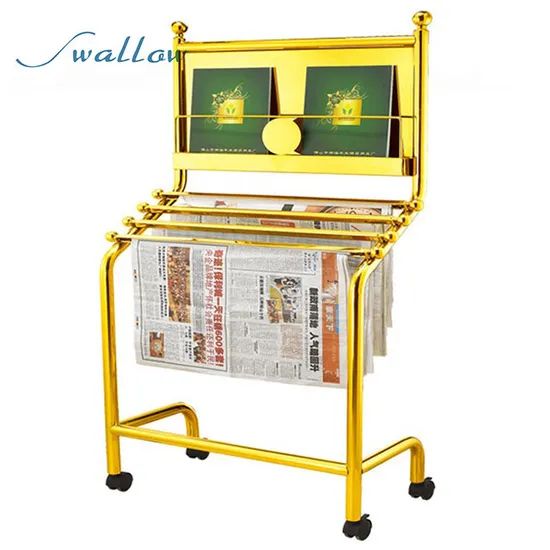Display Hotel Information Rack, Catalogue & Reference Racks, Hotel Metal Newspaper Rack Magazine Display Stand - Image 3