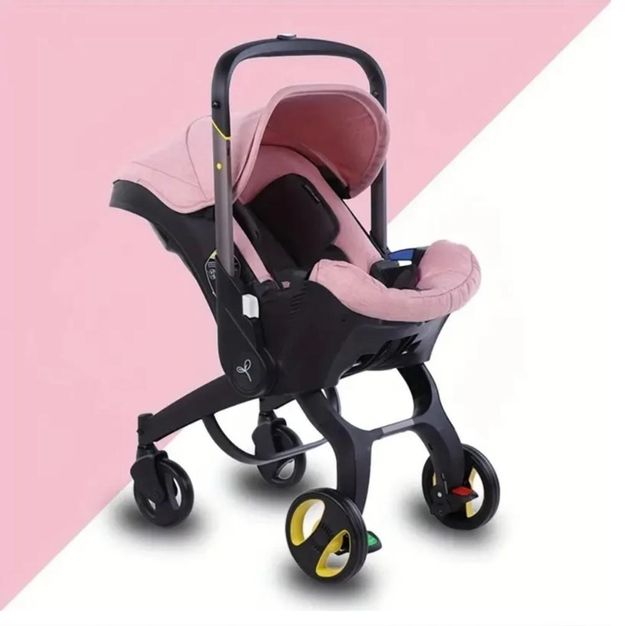 Brand New 2-in-1 Baby Stroller & Car Seat – Pink Color Pink Harness System Comfortable And Safe Function 2-in-1 Baby Stroller And Car - Image 3