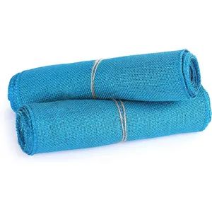 Customized Blue Finished Edge Home Decor Jute Table Runner - Image 5
