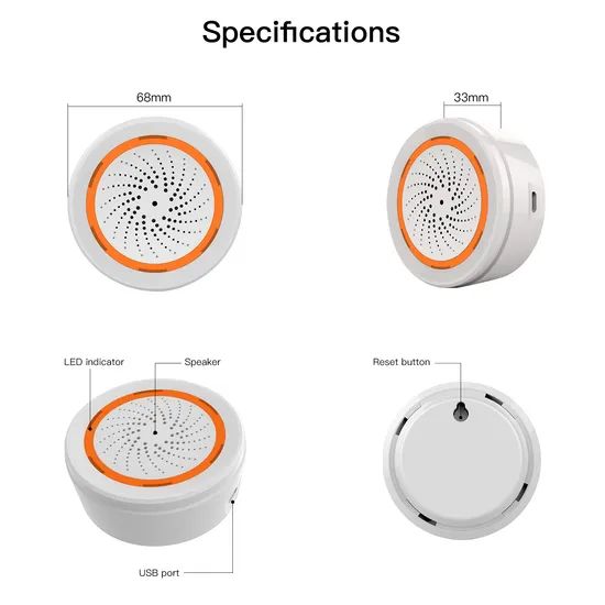 Smart Home Security System Smart Siren Sensor 90dB Sound Light Alarm Sensor - Image 6