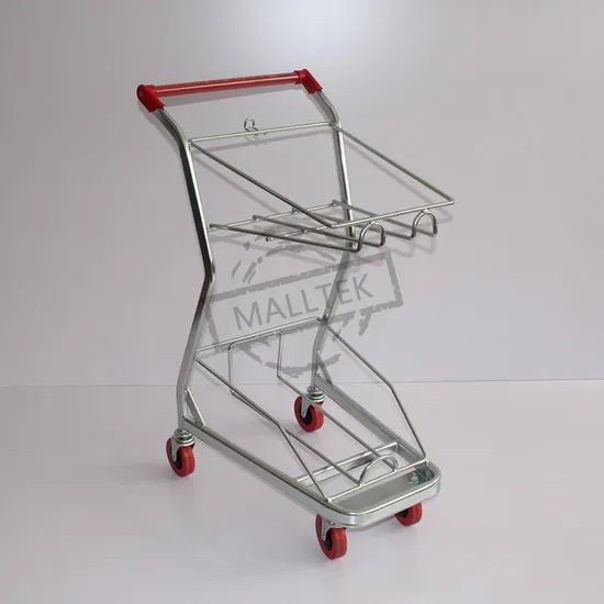 Japanese Style Metal Hand Push Shopping Trolley with Baskets - Image 3