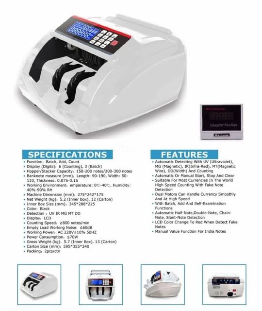 Fully Automatic UV Banknote Counter Usage/Application Bank Detection Technology UV Hopper Capacity 200 Notes Machine Type Fully - Image 2