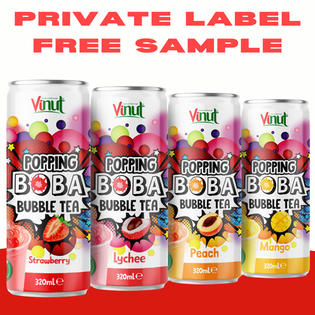 Wholesale Price Popping Boba Bubble Tea Mango, Lychee, Peach, Strawberry Juice Drink 330ml VINUT | Private Label Free Sample OEM - Image 5