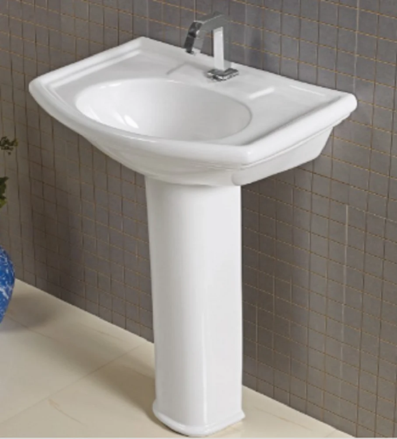Ceramic Pedestal Wash Basin Color White Surface Polished Durability Durable Pattern/Style Plain Wash Basin Type Pedestal - Image 3