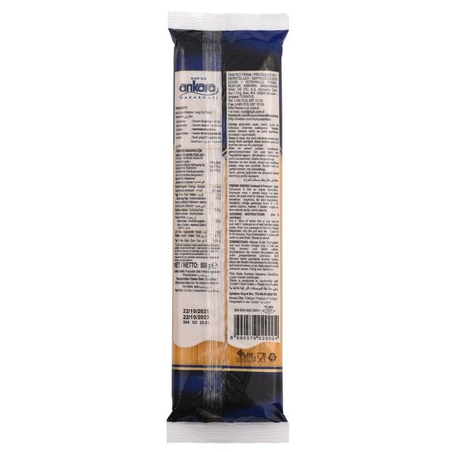 Nuh'un Ankara 500g Spaghetti Pasta - 100% High Quality Durum Wheat - Bulk Sale Private Label OEM - Turkish Pasta - Image 4