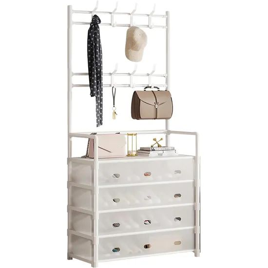 Multi-Functional Shoe Storage Coat Rack Entrance Storage Rack Floor-Standing - Image 1