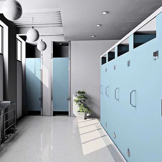 Office Building Project HPL Compact Laminate Panel Toilet Cubicles Partition System - Image 5