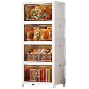 Folding Moveable Clothes Quilt Household Transparent Plastic Storage Cabinet - Image 4