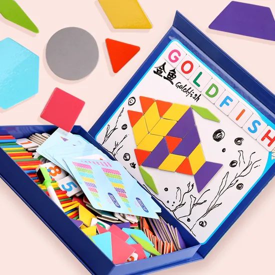 DIY Toy Magnetic Wooden Tangram Building Blocks 3D Puzzles Scale Medium Origin China Style Chinese Color as Photo Trademark - Image 2