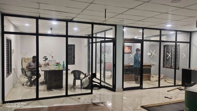 Aluminum & PVC Aluminium Door Partition Service, For Commercial, Type Of Door: Sliding - Image 1