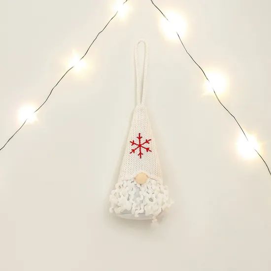 Exquisite Hand Knitted Christmas Tree Decorations Snowflake Patterned Gnome Pendant - Image 2