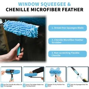 Window Cleaning Squeegee Kit Chenille Window Cleaning Kit Telescopic Cleaning Squeegee - Image 3