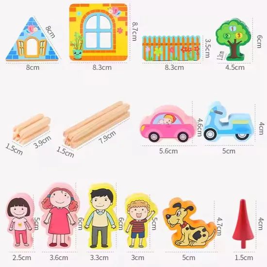 128 PCS Kids Multi-Functional Building 3D Puzzles Building Blocks Wooden Plug-in Models Assembled Houses - Image 4