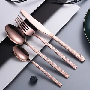 Rose Gold Knife Fork Spoon Creative Design Cutlery Set Origin China Model NO. CX058 Occassion Hotel Color Multicolor HS Code 8215200000 - Image 1