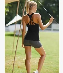 Strappy Racerback Activewear Compression Yoga Tank Tops Athletic Shirts - Image 2