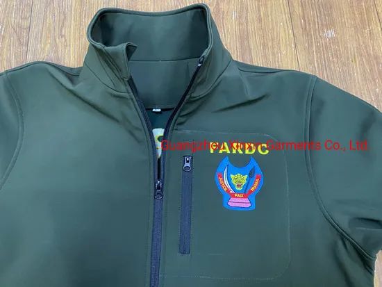 Custom Logo Mens Windproof Soft Shell Windbreaker Softshell Sports Jackets Army Green Jacket (W2303) - Image 3