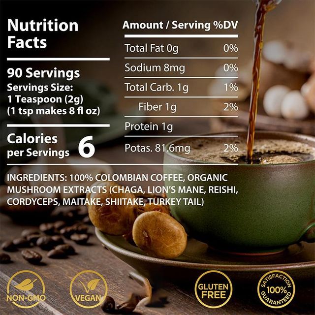 Brand OEM Organic Maitake Turkey Tail Reishi Chaga Lion's Mane Mushroom Extract Black Instant Mushroom Coffee - Image 3