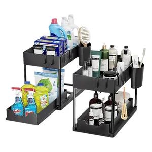 Kitchen Storage Rack 2 Tier Under Sink Organizer with Metal Holders and Racks - Image 6